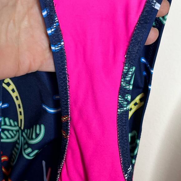 CHUBBIES The Electric Open Back One Piece Swimsuit Size Medium Neon Lights - Picture 5 of 6